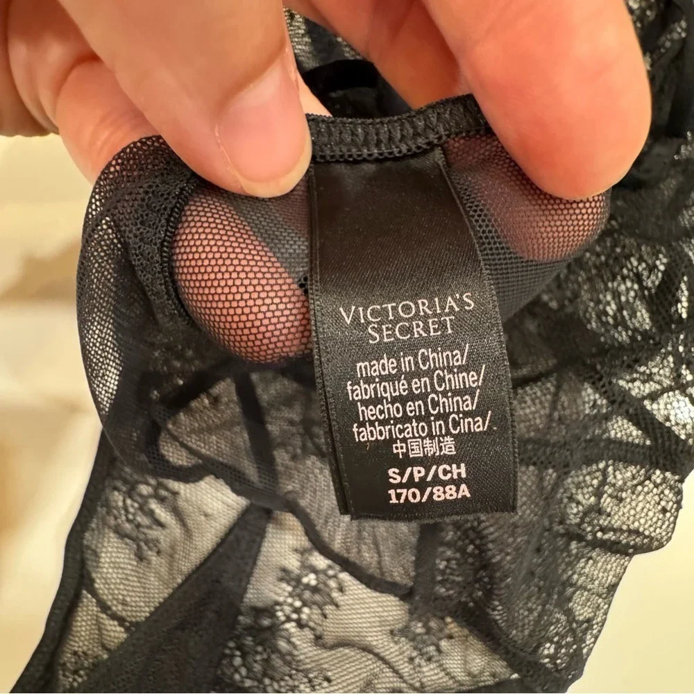 Victoria's Secret Teddy Lace Sheer Halter Small Black Women's